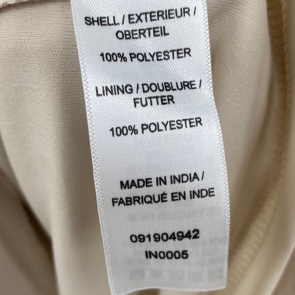 Adrianna Papell Gown Beaded Mesh Diamond Pattern Short Sleeve Champagne 6 Petite - Picture 15 of 16